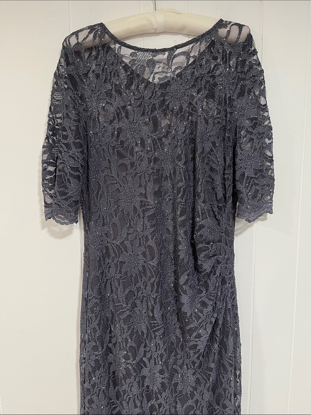 Xscape Lace Sequin Formal Evening Gown 3/4 Sleeve XL wedding guest - Picture 3 of 9
